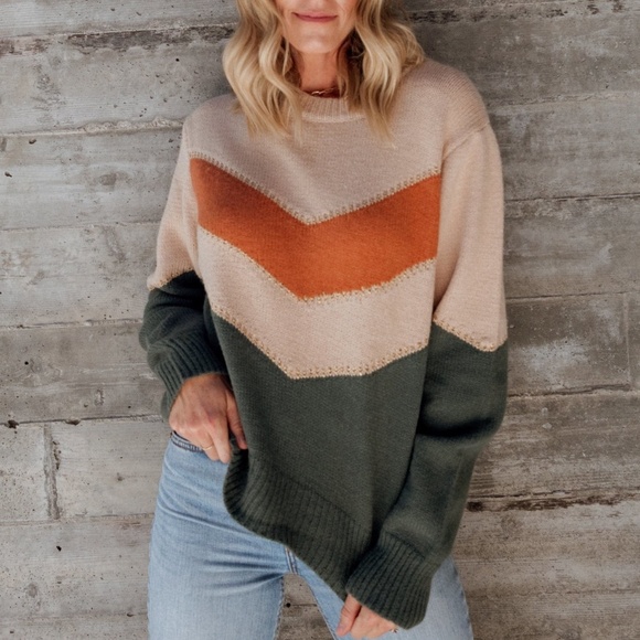 Baltic Born Rowen Color Block Sweater | Natural + Green Size 3XL3XL - Picture 2 of 8